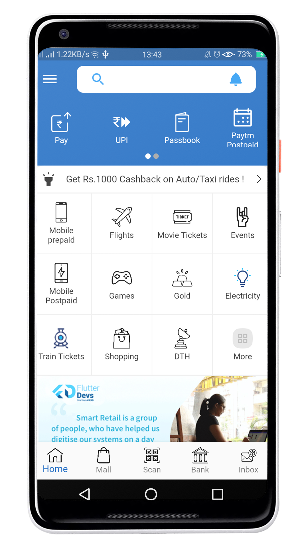 A sample application to show Paytm Flutter Clone