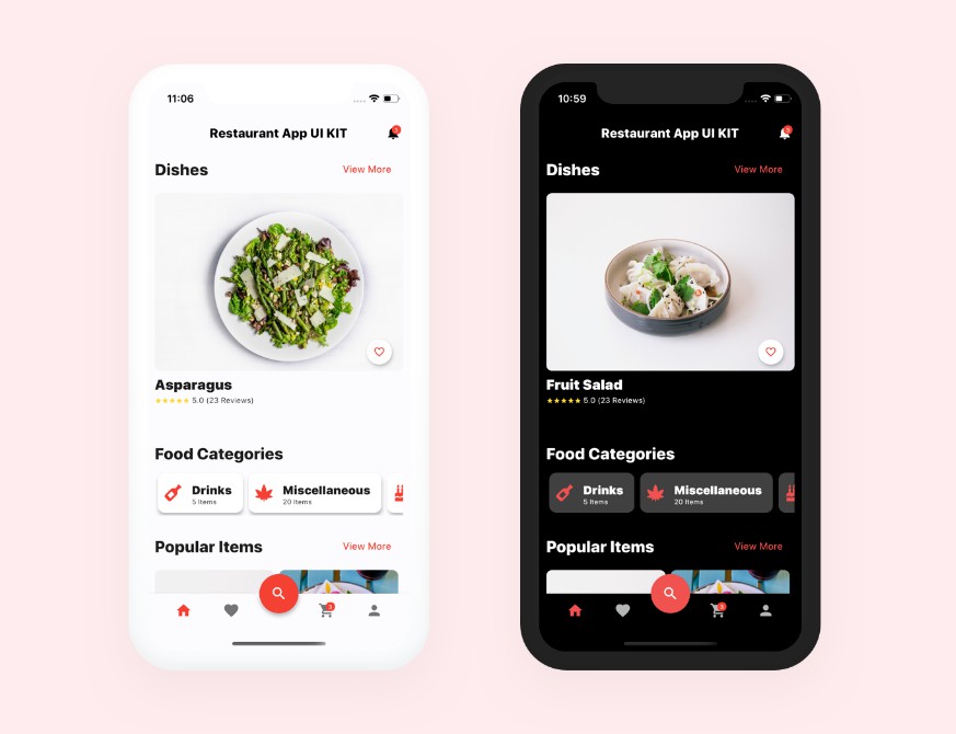 Flutter representation of a full Restaurant app UI KIT