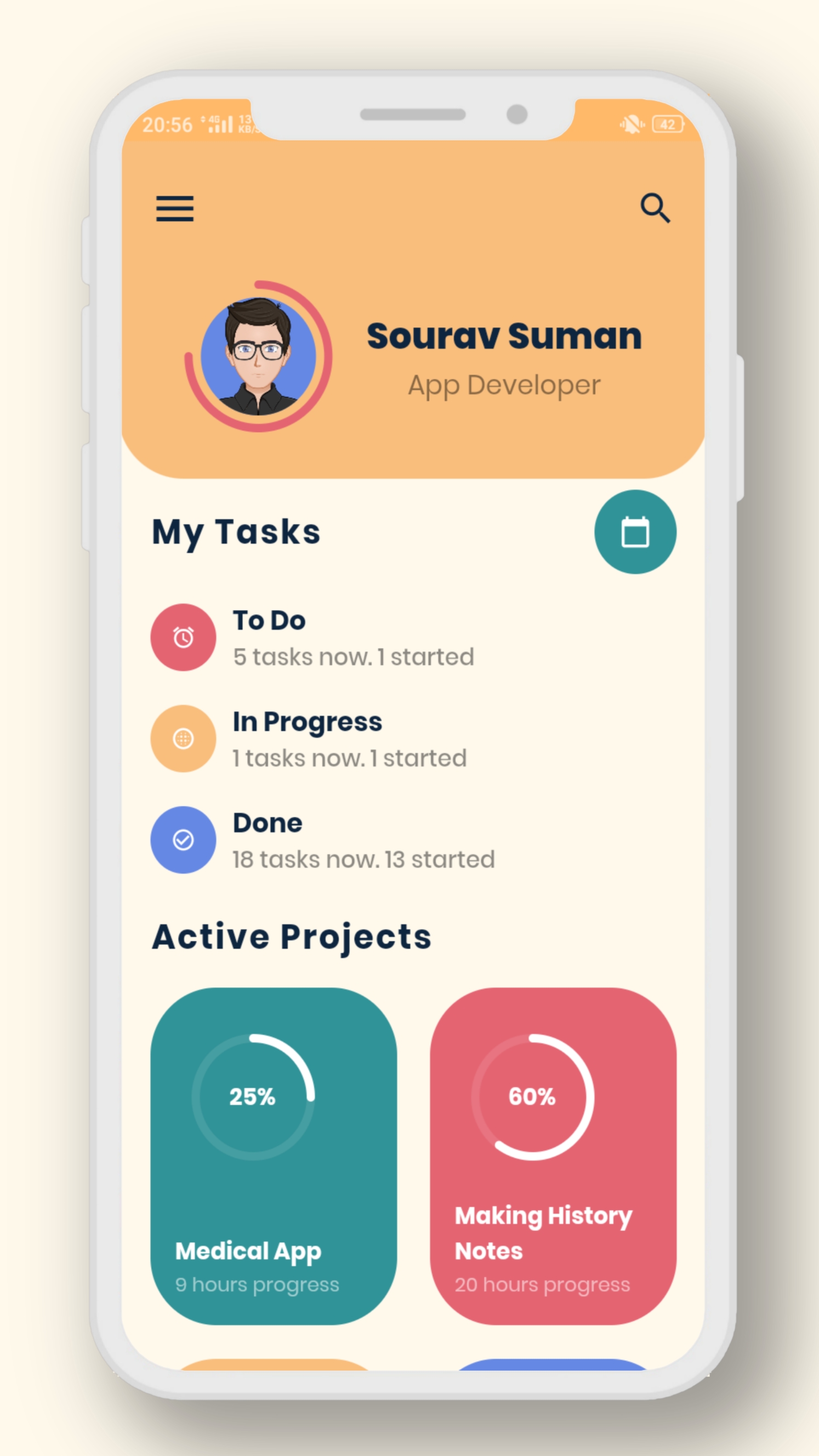 A beautiful task planner app design made in flutter