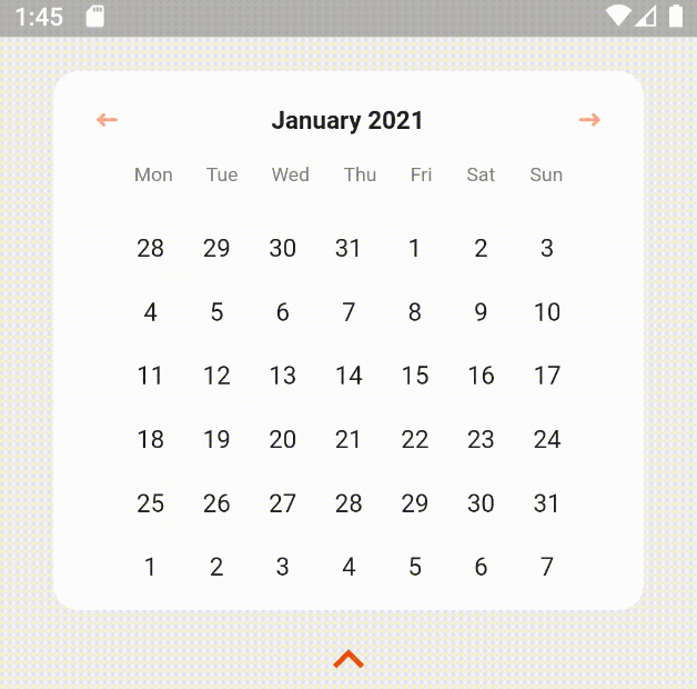 An animated calendar widget written in Dart to be used with Flutter