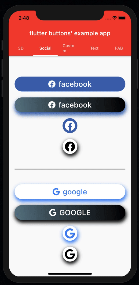A Custom, 3D And Social media button with flutter