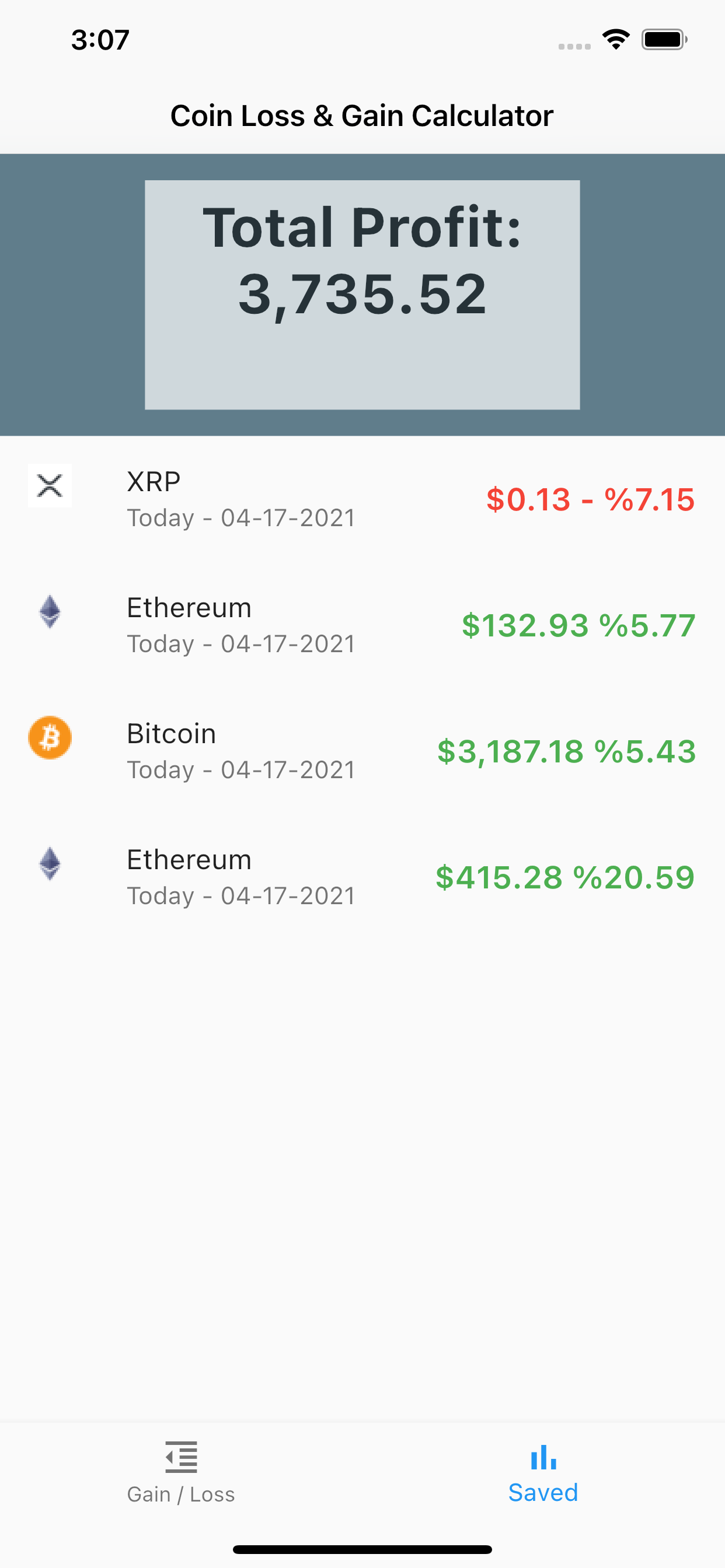 crypto gain loss calculator