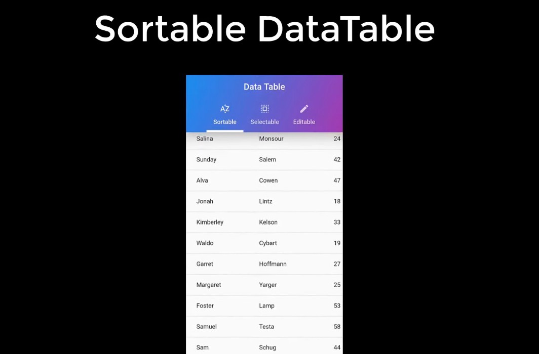 Create A DataTable With Flutter To Display Data In Columns, Rows, And Cells