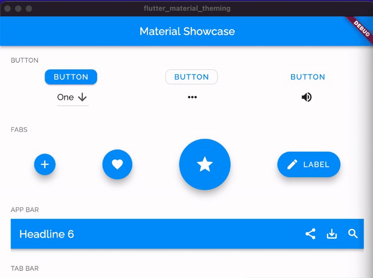 Flutter material theming showcase