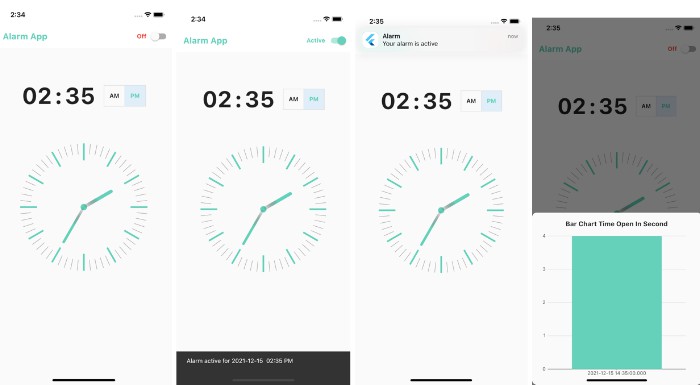 Alarm app where user setting with touch gesture by moving the hand clock