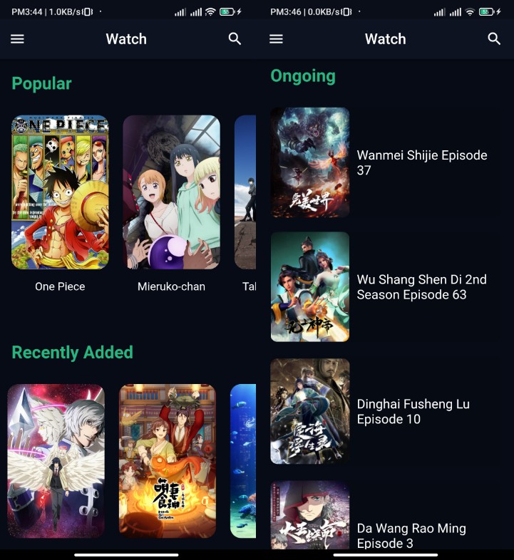 A anime streaming app made using flutter