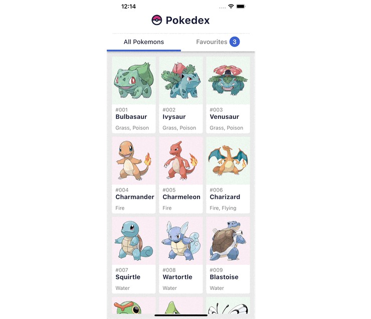 Pokemon List with details and with adding as favorite