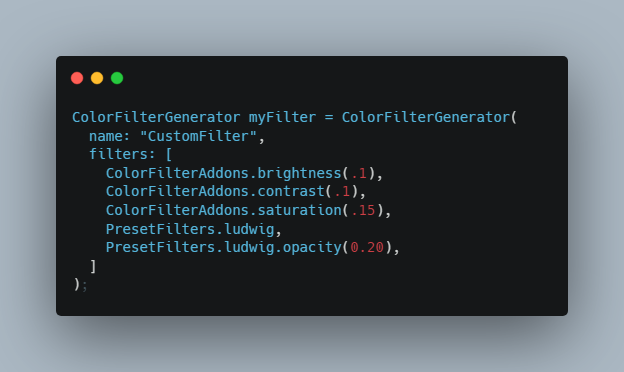 Flutter ColorFilter generator and presets to use with ColorFiltered widget