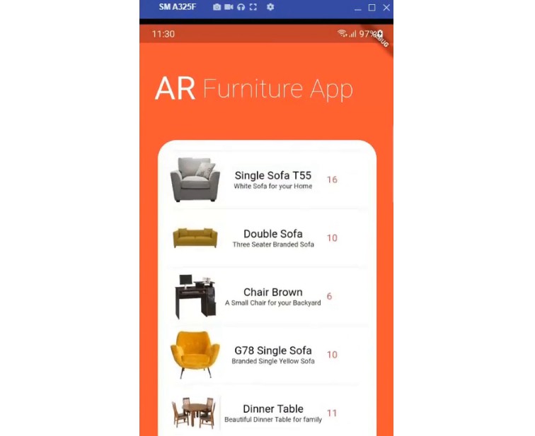A Flutter Augmented Reality based Furniture App