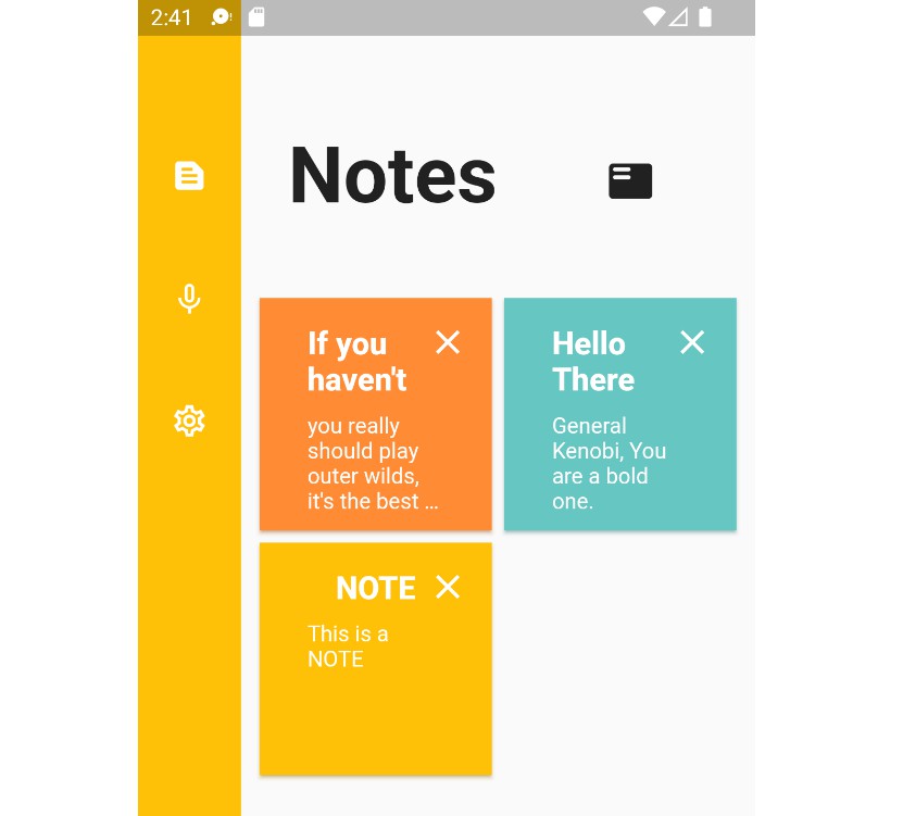 A Nice looking colorful notes app using a local database with sqflite
