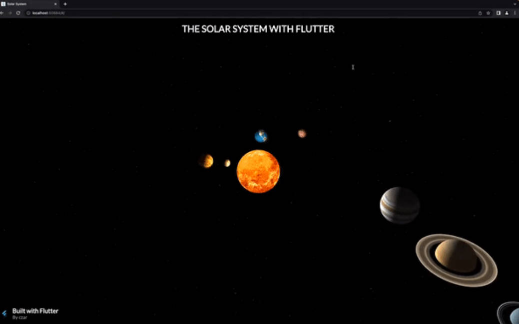 A 3D visualization of the solar system built with Flutter